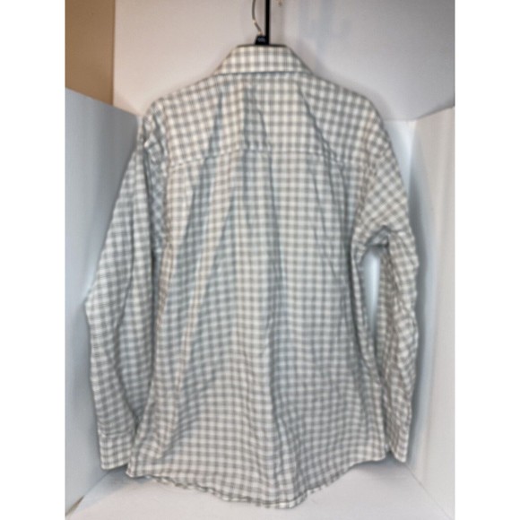 Linea Dome Chemise Men’s Large 16.5”  Gray Plaid LS Button Down Collared Shirt - Picture 11 of 16
